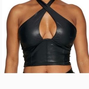 Drip Crossover Halter Faux Leather